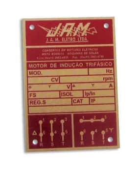 Placa de identificação para motores: dados técnicos que resistem