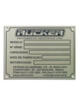 Placas de identificação para máquinas, ambientes e patrimônio